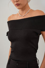 Choklate Paris Bardot-Oberteil Lurex Schwarz