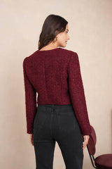 Jenny kurze Jacke aus Pailletten-Tweed - CK08346-1: Bordeaux / 1S-1L