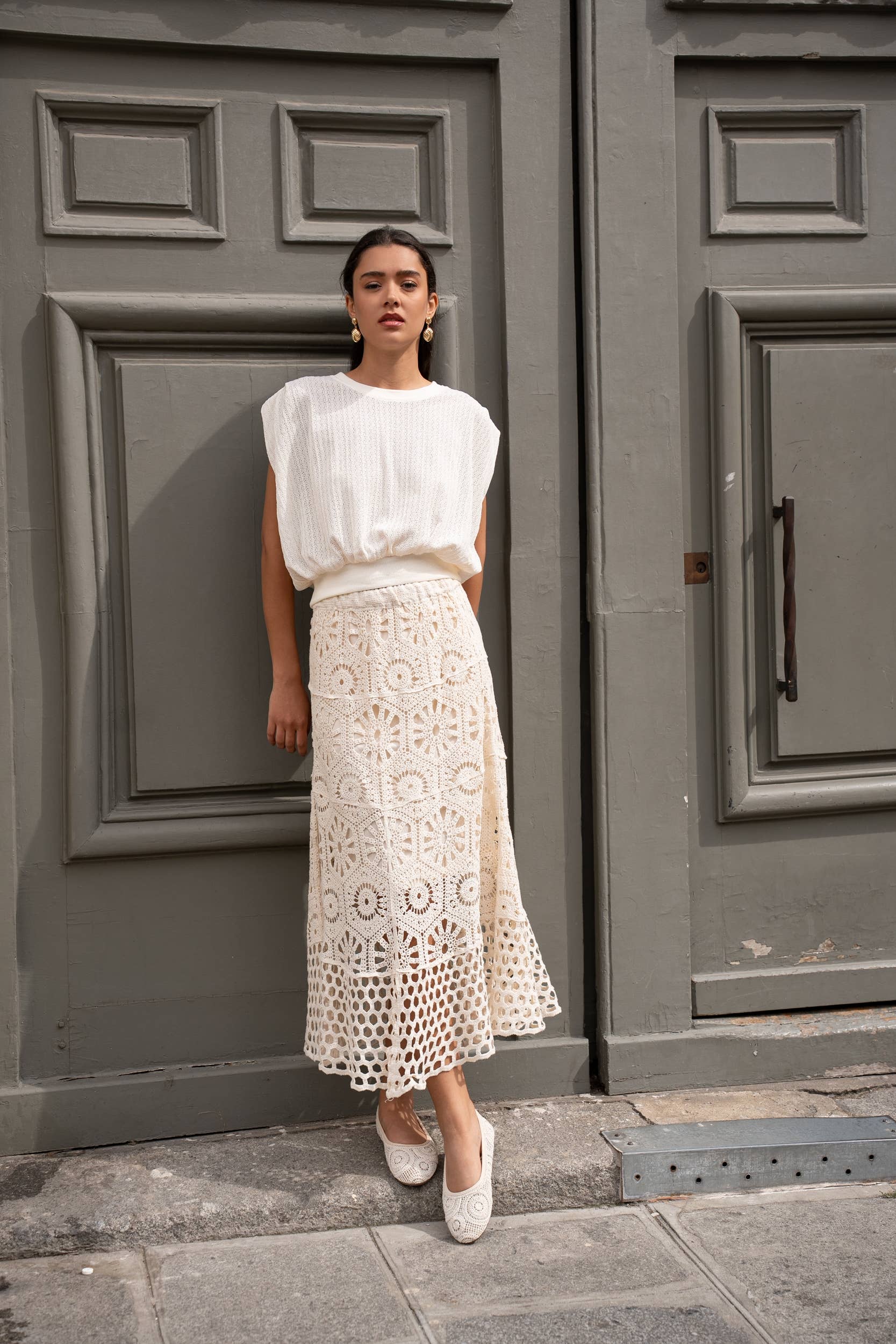 Choklate Paris Alizée Strick-T-Shirt Ecru