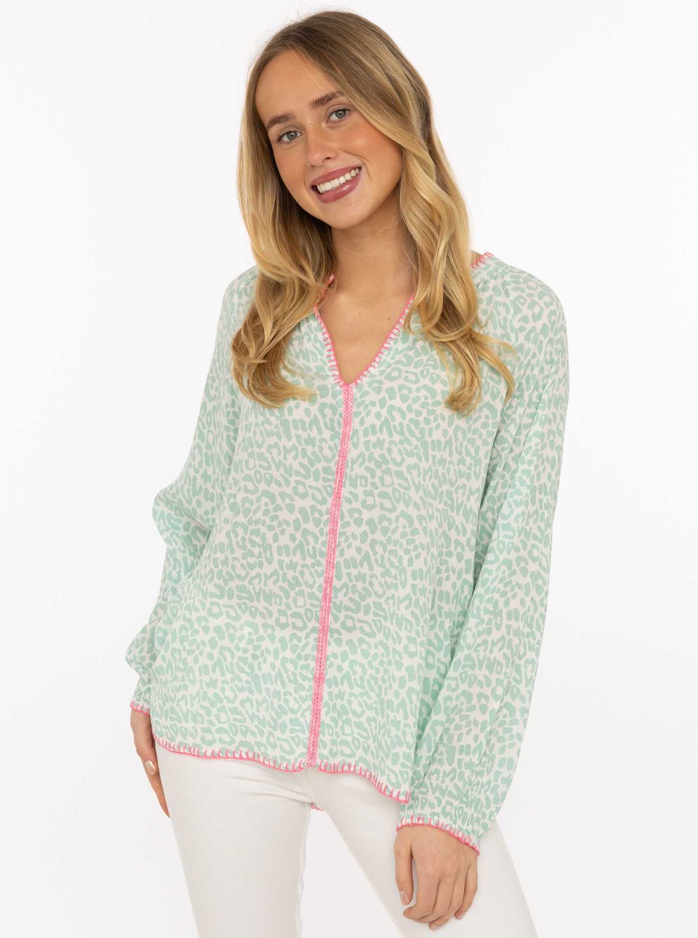 Zwillingsherz Bluse Wilder Leo - Salbei