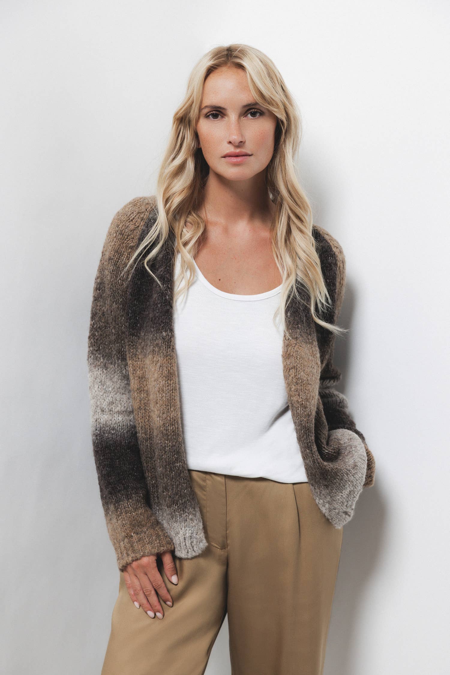 Lanidor - Strickjacke mit Ombre-Farbverlauf - Offener Schnitt - Mehrfarbig