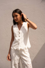 Choklate Paris Élodie Spitzen-Top - Weiß