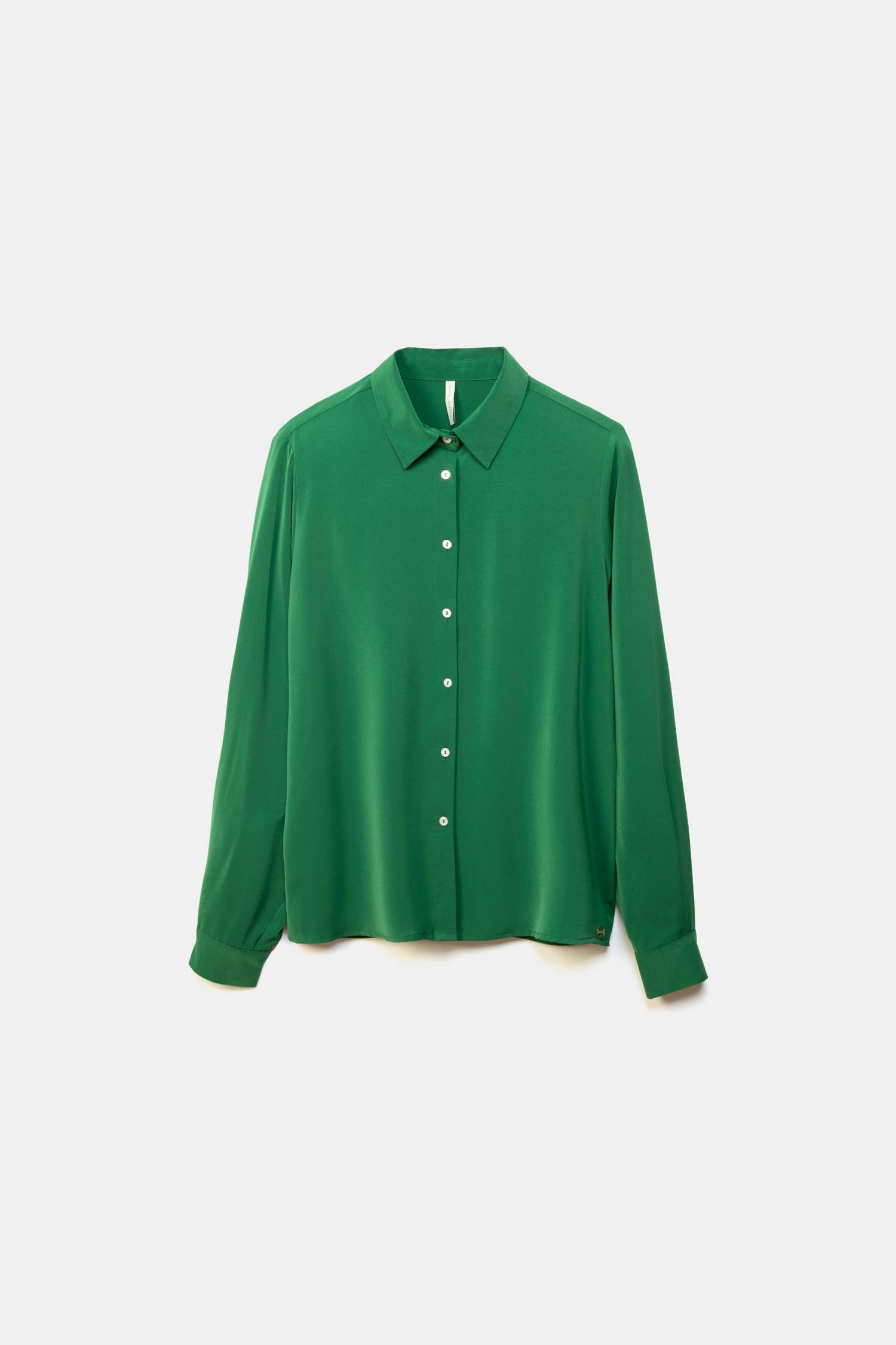 Lanidor Satinhemd Einfarbig Gras-Grün - Klassischer Kragen Regular Fit