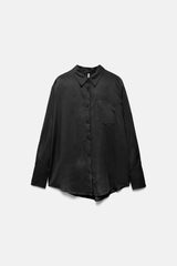 Lanidor - Schwarzes Oversize-Hemd aus 100% Lyocell