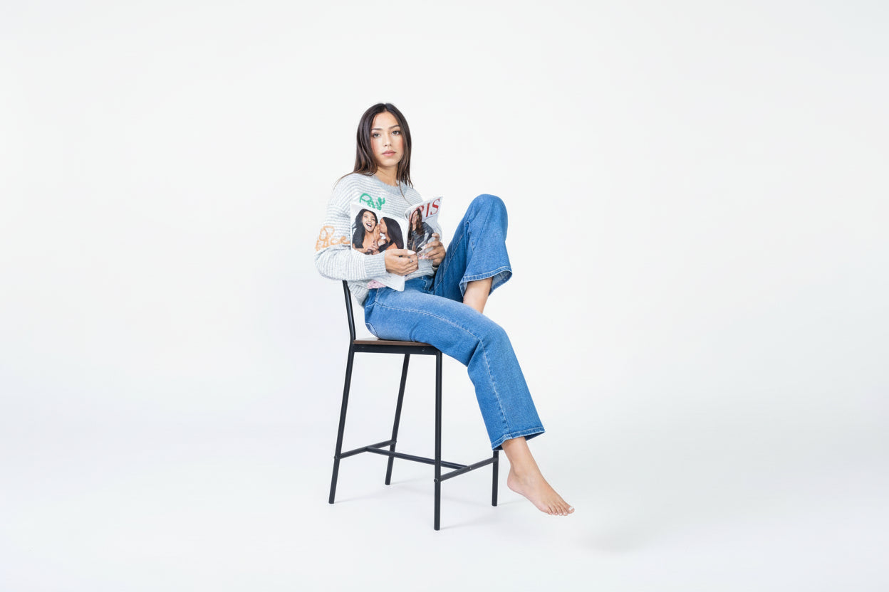 ANA & LUCY Wide Leg Jeans mit elastischem Bund Blau