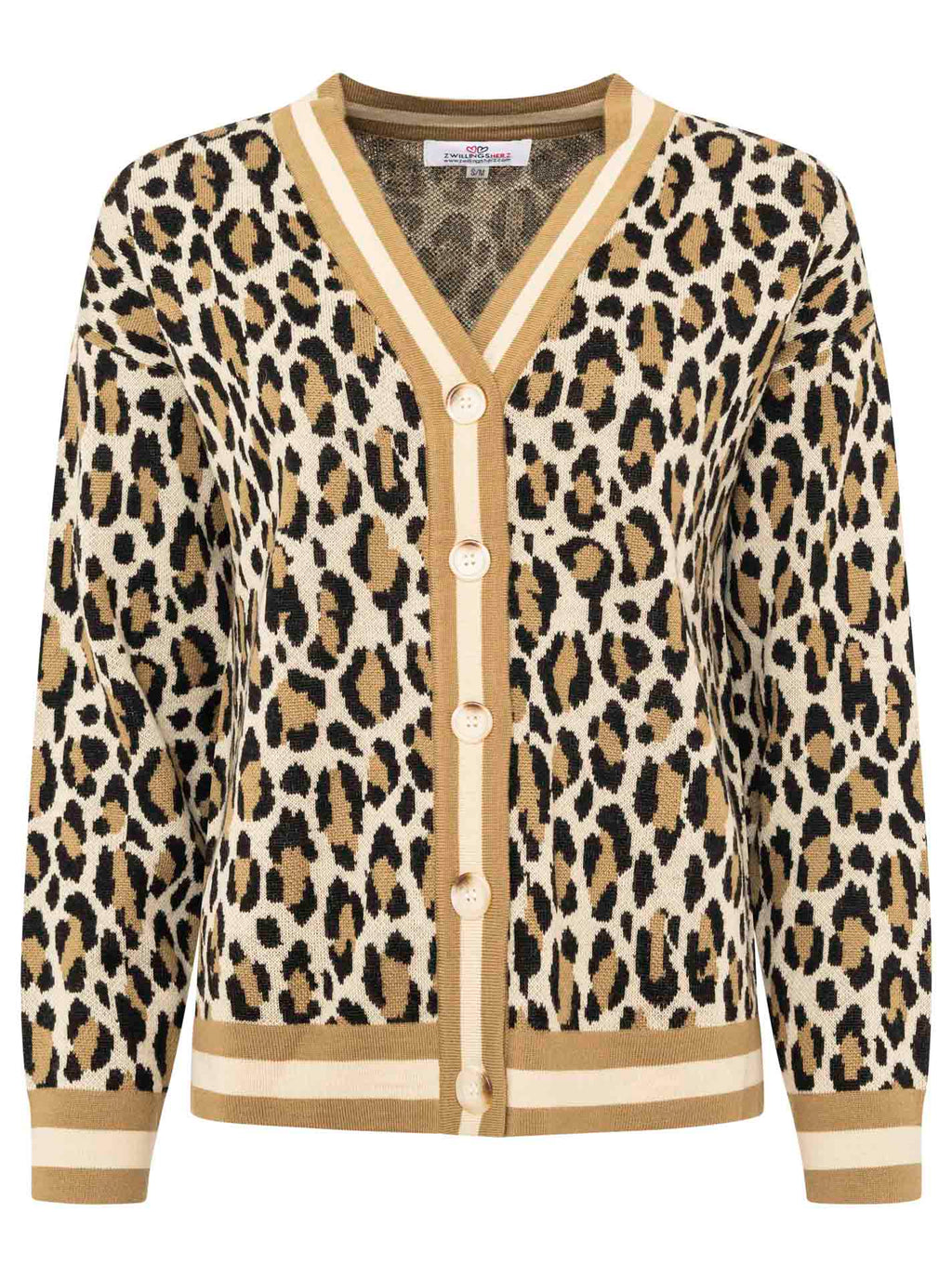 Zwillingsherz Cardigan "Leo & Streifen" Schwarz-Beige