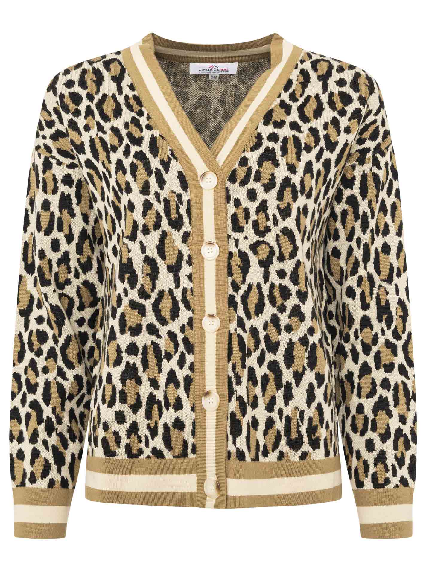 Zwillingsherz Cardigan "Leo & Streifen" Schwarz-Beige