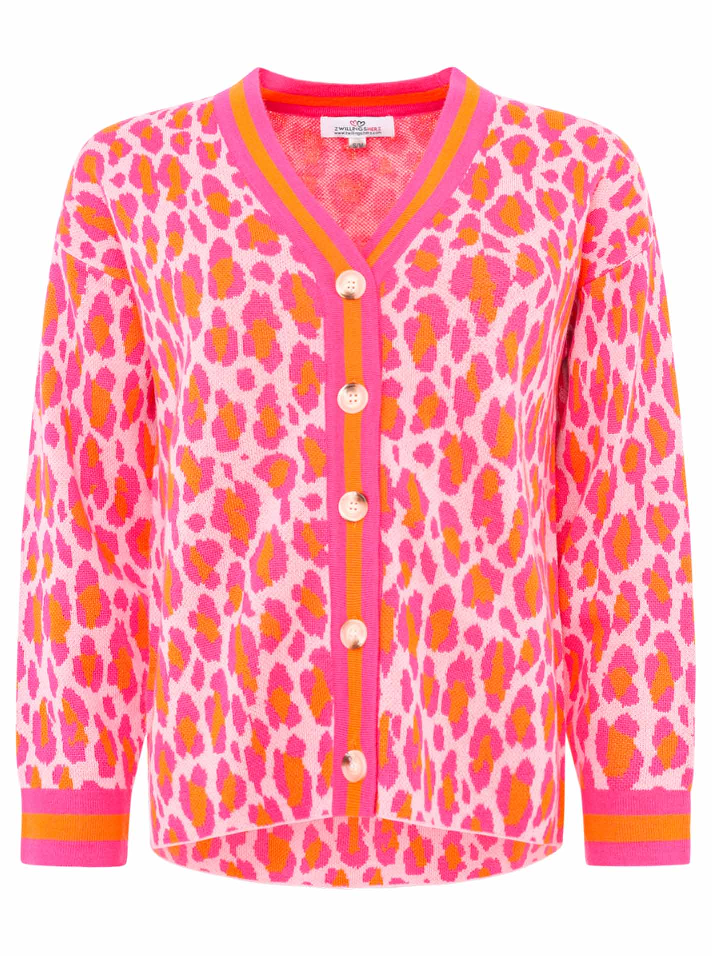 Zwillingsherz Cardigan "Leo & Streifen" Pink Orange