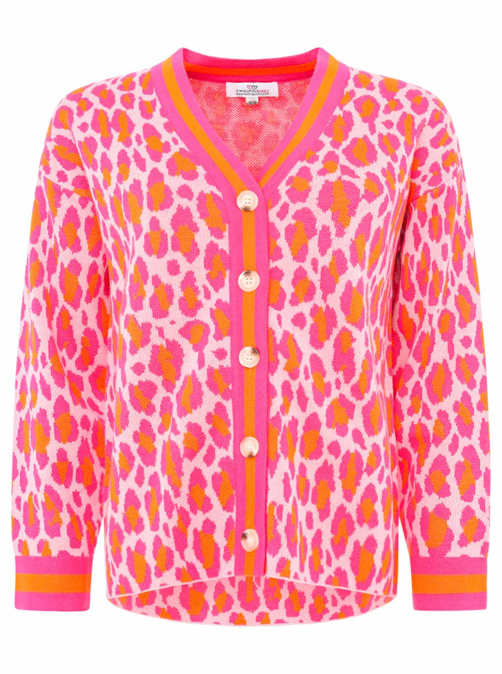 Zwillingsherz Cardigan "Leo & Streifen" Pink Orange