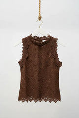 Choklate Paris Top Catalina aus floraler Spitze Choco-Braun