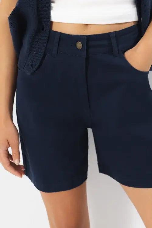 Lanidor Shorts - Colored Denim in Navy - Baumwolle & Elastan