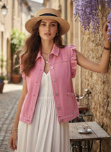 Ciminy Jeansweste "Zarina" Fuchsie mit Volants