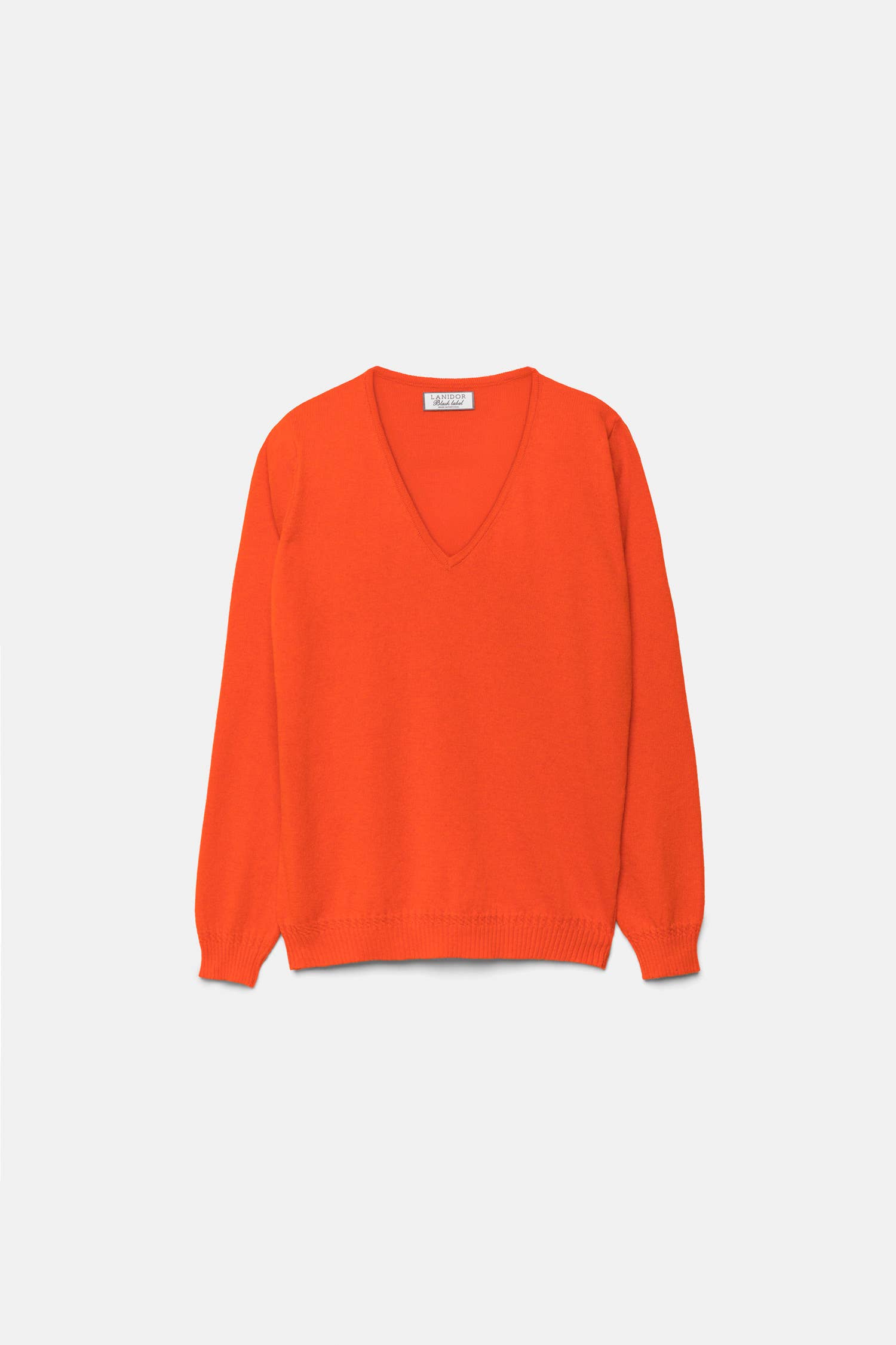 Lanidor Klassischer Pullover mit V-Ausschnitt in Orange mit feinen Details