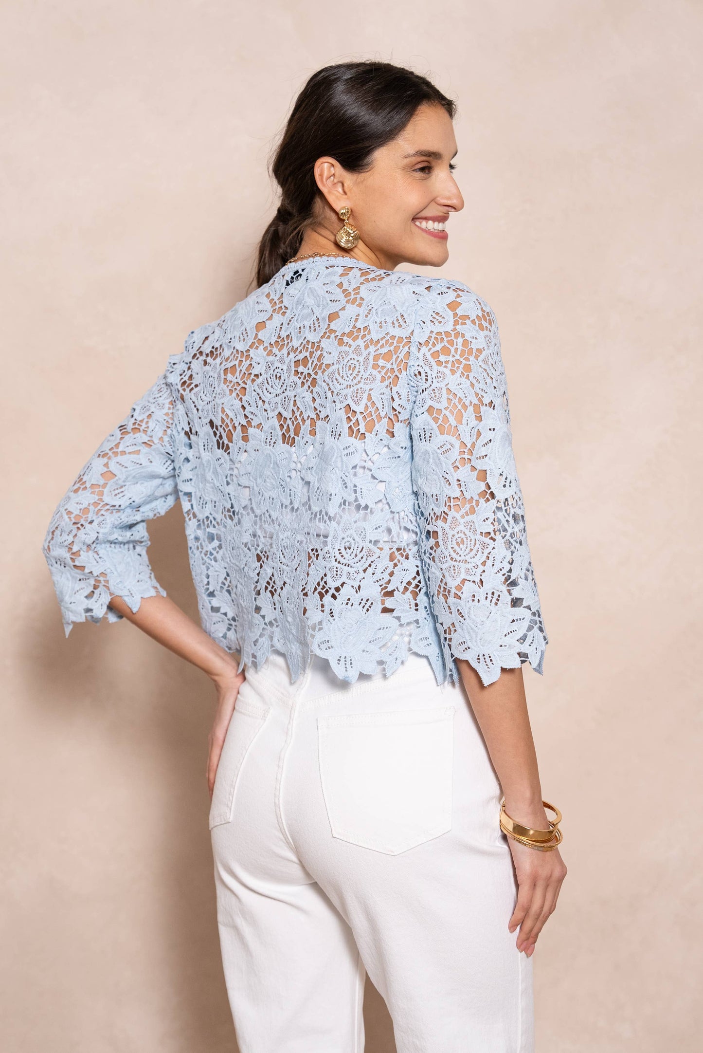 Selena Bolero-Weste aus Guipure-Spitze - Himmelblau