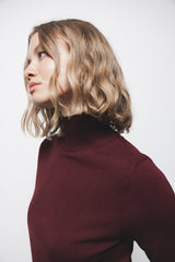 Lanidor - Feinstrick Pullover Turtle-Neck Bordeaux - Kurzarm