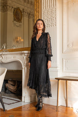 Choklate Paris - Schwarzer Spitzenrock "September" mit asymmetrischem Schnitt