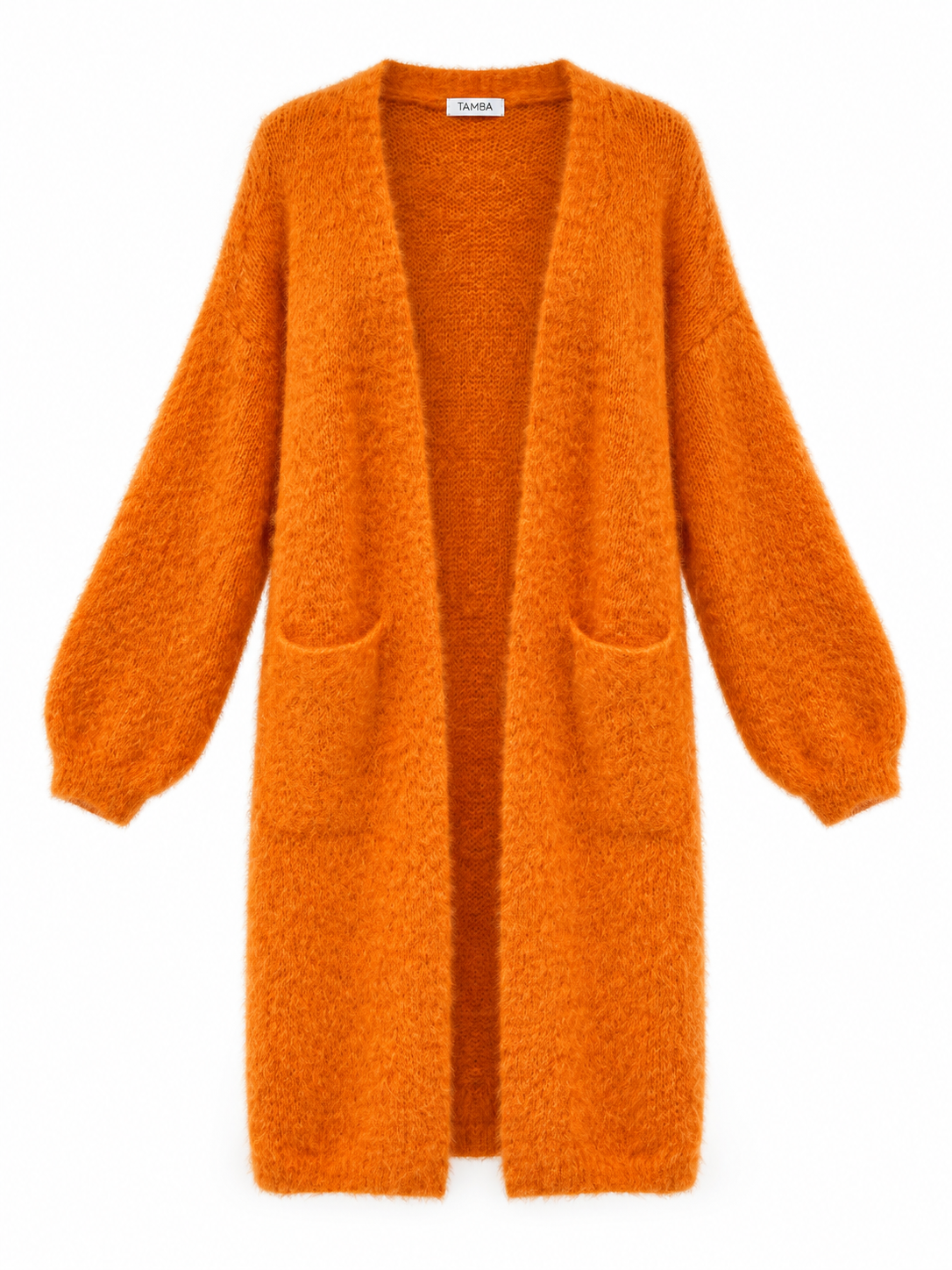 TAMBA langer Strickmantel aus Kid-Mohair in Orange