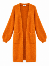 TAMBA langer Strickmantel aus Kid-Mohair in Orange