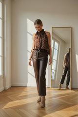 Choklate Paris Satin-Top Elisabeth mit Punkteprint Choco/Ecru