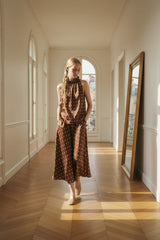 Choklate Paris Satin-Top Elisabeth mit Punkteprint Choco/Ecru