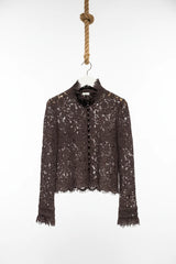 Choklate Paris Spitzenbluse mit Schmuckknöpfen Choco