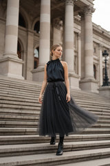 Choklate Paris Satin-Oberteil Elisabeth mit Schleife Schwarz