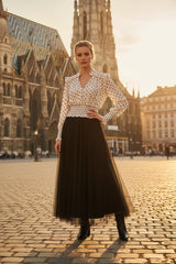 Choklate Paris Bluse September Ecru mit schwarzen Punkten