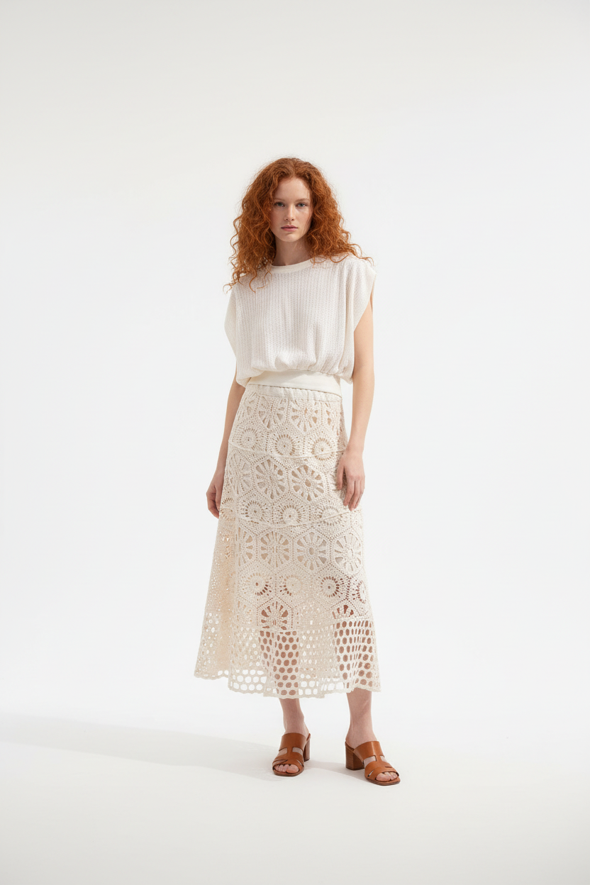 Choklate Paris Häkelrock Mathilda mit Boho-Sandalen