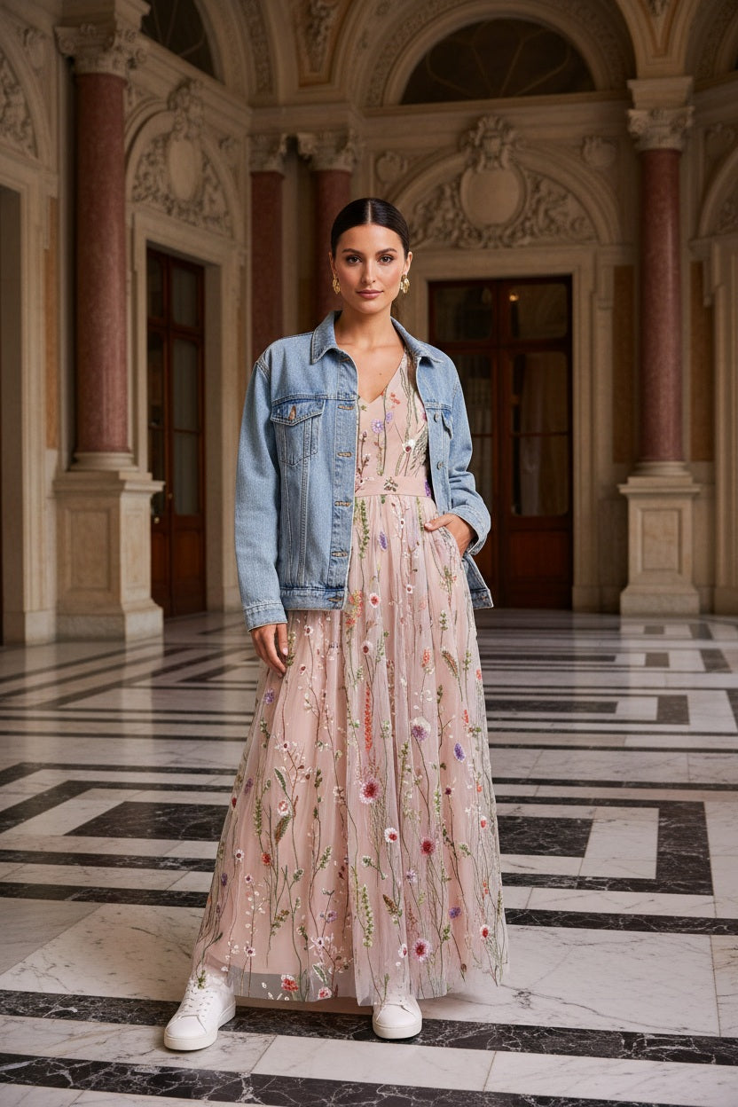 Choklate Paris Kleid Josephine Rosa aus besticktem Tüll