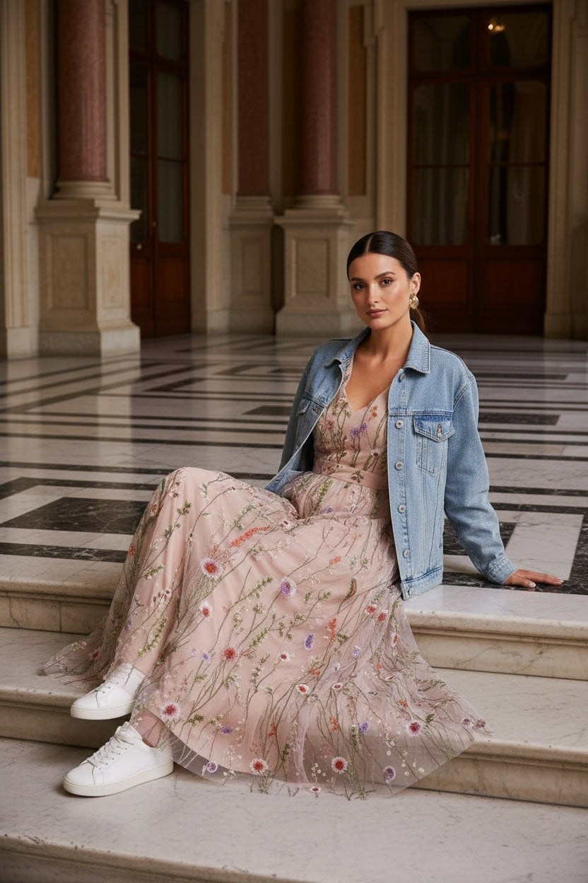 Choklate Paris Kleid Josephine Rosa aus besticktem Tüll