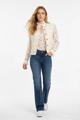 Choklate Paris Ärmellose Tweed-Weste Ecru