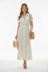 Choklate Paris Langes Spitzenkleid Ecru - Produktfoto