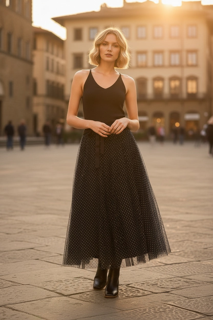 Choklate Paris Lurex-Top Schwarz – weicher Feinstrick mit feinem Glanz
