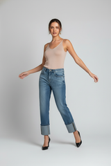 Choklate Paris Lurextop in Taupe mit Sexy Woman Boyfriend Jeans