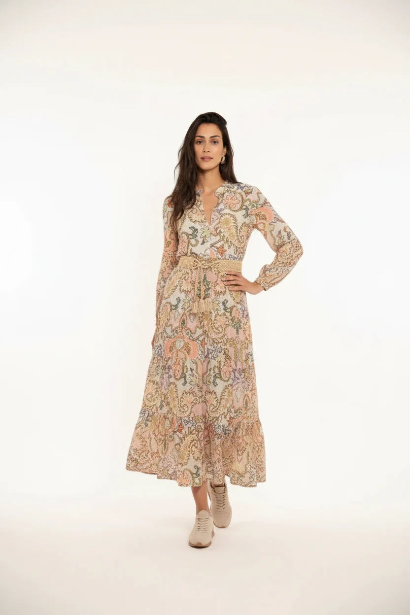 Choklate Paris Maxikleid Paisleymuster Marbella - Viskose & Seide - Rose