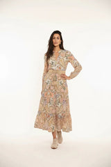 Choklate Paris Maxikleid Paisleymuster Marbella - Viskose & Seide - Rose