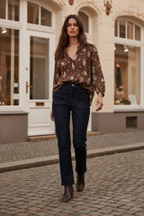 Choklate Paris Saint Tropez Choco Braune Paisleybluse aus Viskose und Seide