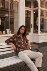 Choklate Paris Saint Tropez Choco Braune Paisleybluse aus Viskose und Seide