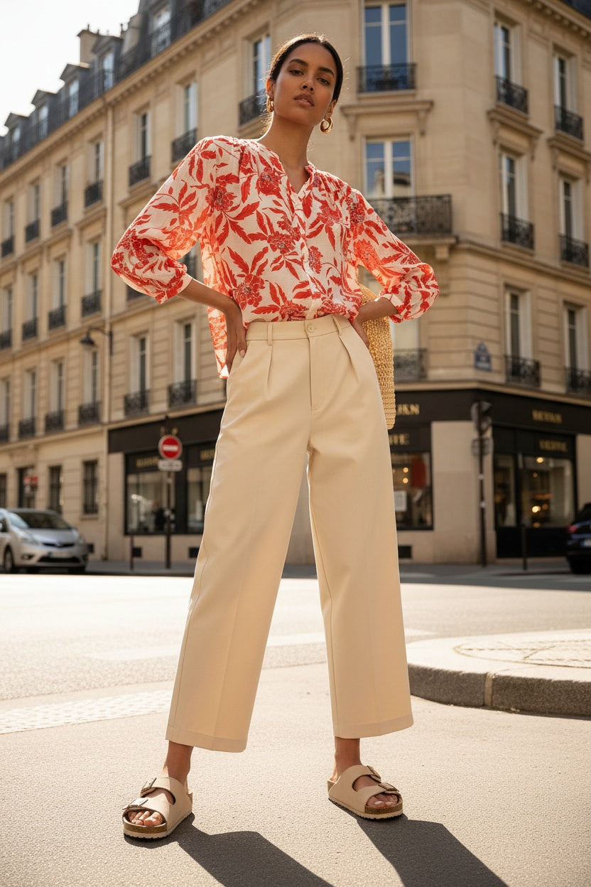 Choklate Paris Zarte Sommerbluse "Saint Tropez" Seiden-Viskosemix Rot