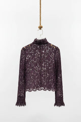 Choklate Paris Spitzenbluse mit Schmuckknöpfen Prune