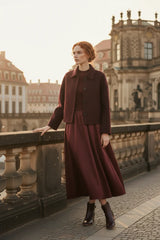 Choklate Paris Kleid Steffi Materialmix mit Stehkragen Bordeaux