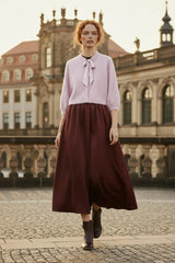 Choklate Paris Kleid Steffi Materialmix mit Stehkragen Bordeaux