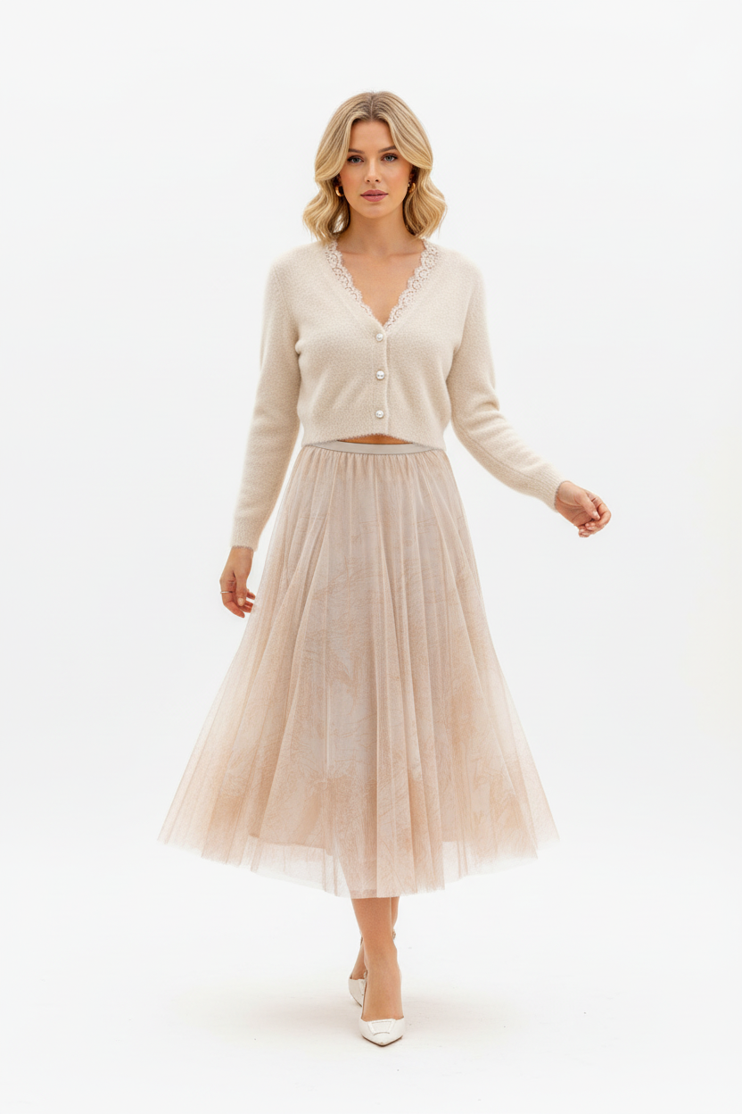 Choklate Paris Strickjacke Mila mit Ambre Tüllrock - Natürlich