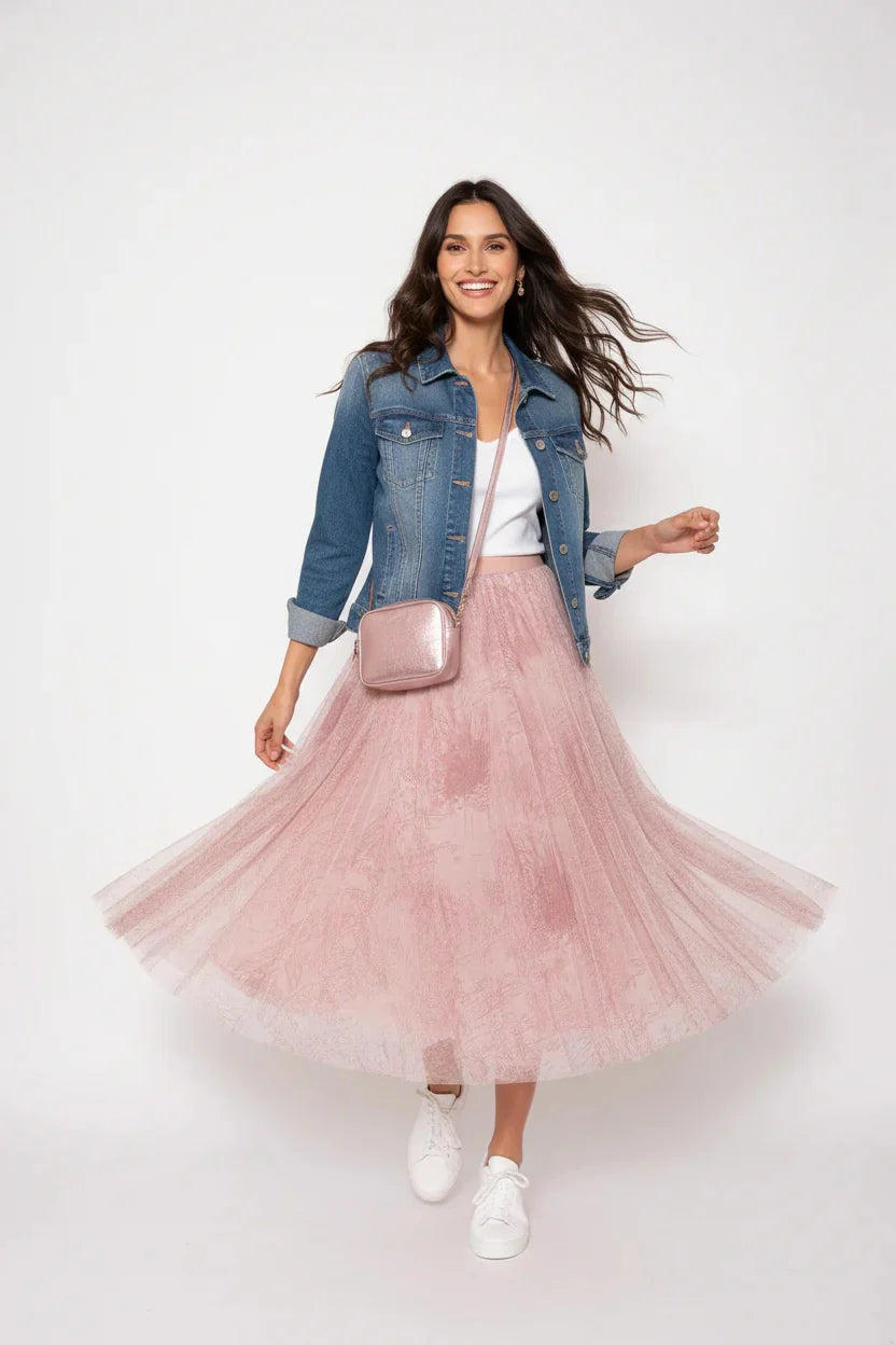 Choklate Paris Tüllrock Ambre mit Toile-de-Jouy-Print Rosa