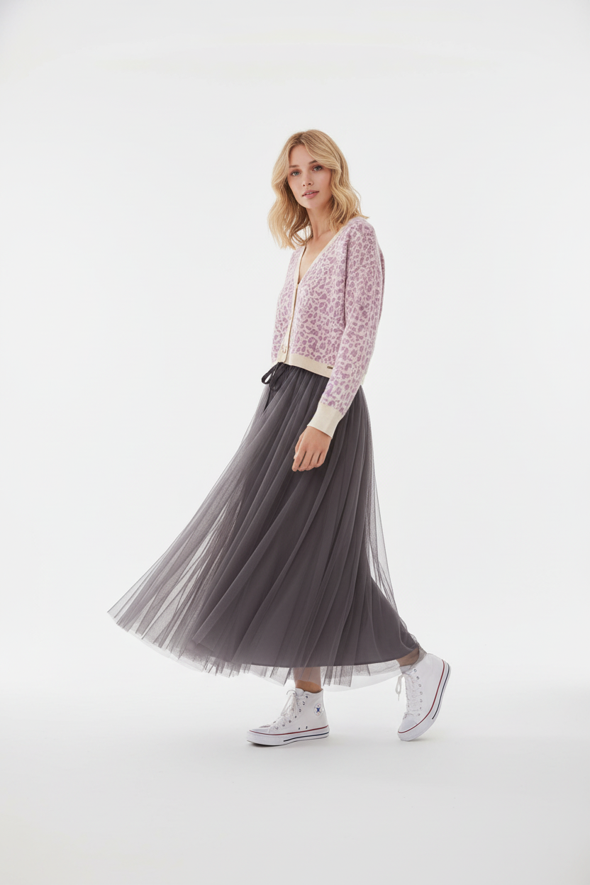 Choklate Paris Tüllrock Aria in Grau - glatter Tüll