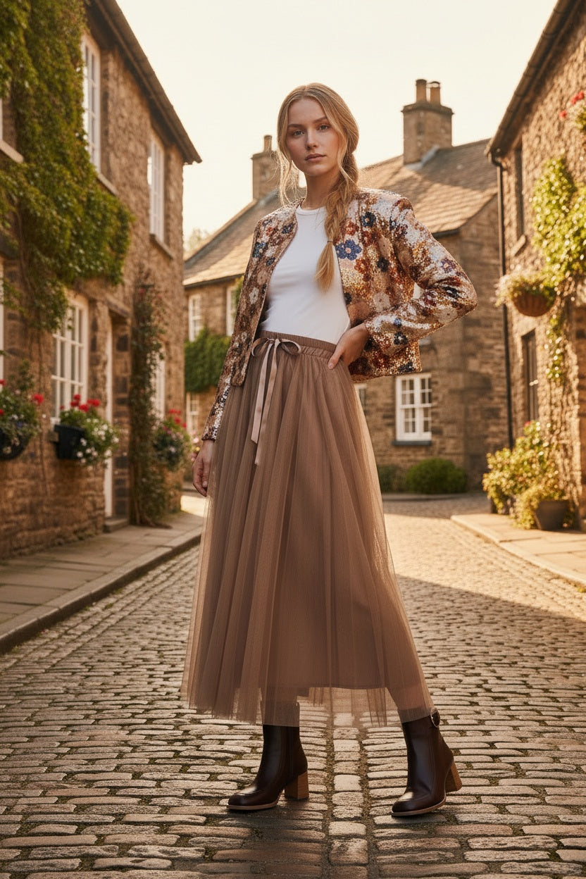 Choklate Paris Paillettenjacke Choco mit Blumenmuster