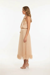 Choklate Paris Plissierter Tüllrock mit Spitze Beige