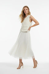 Choklate Paris Ärmellose Tweed-Weste Ecru