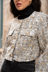 Choklate Paris kurze Tweedjacke Jenny mit Pailletten Schwarz-Weiß