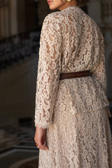 Choklate Paris - Ensemble Maël - Bluse & Spitzenrock in Taupe - Elegantes Zweiteiler-Set